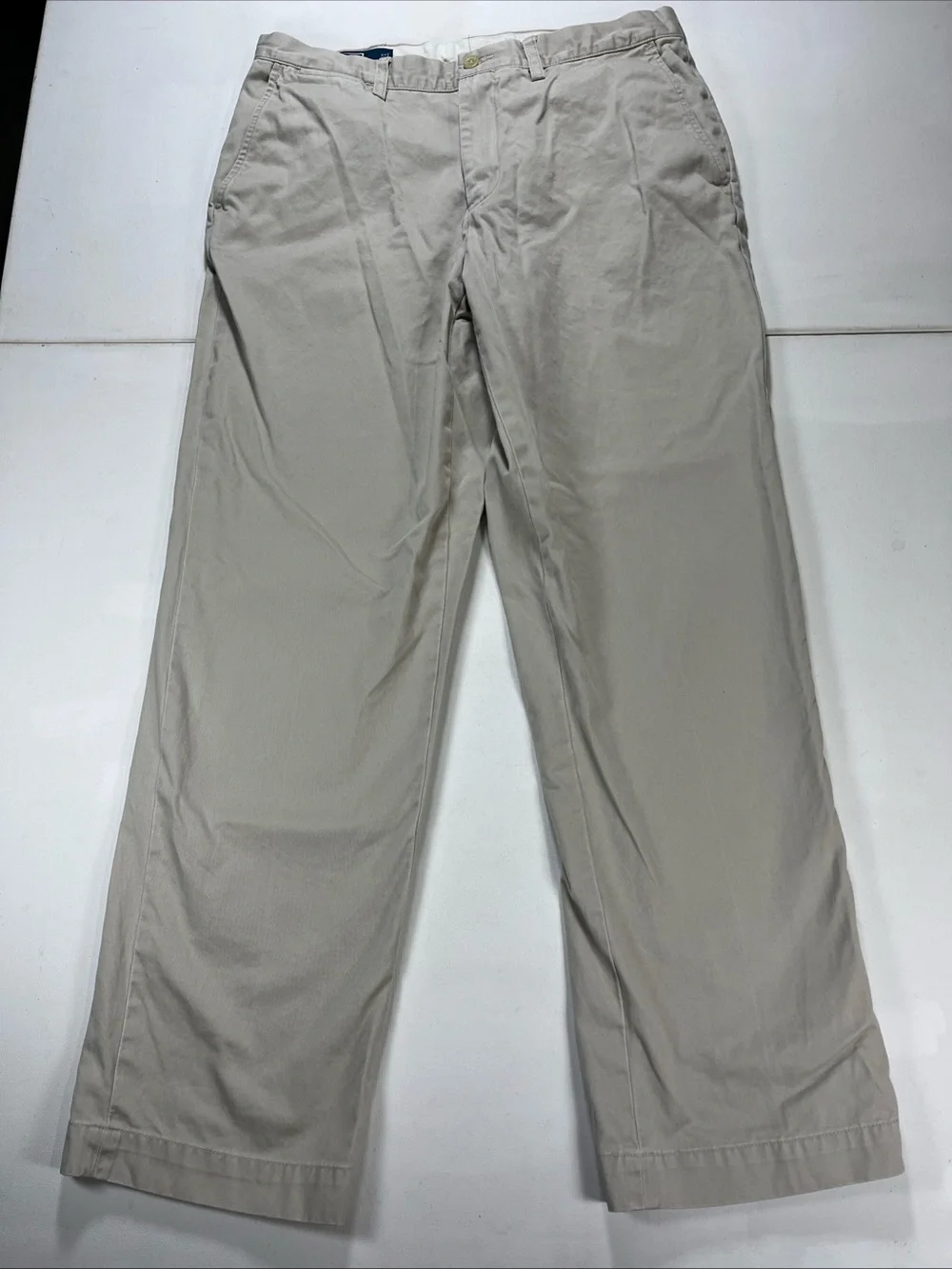 VINTAGE Polo Ralph Lauren Preston Pants Mens 34x32 Beige Chino Straight Y2K Pony
